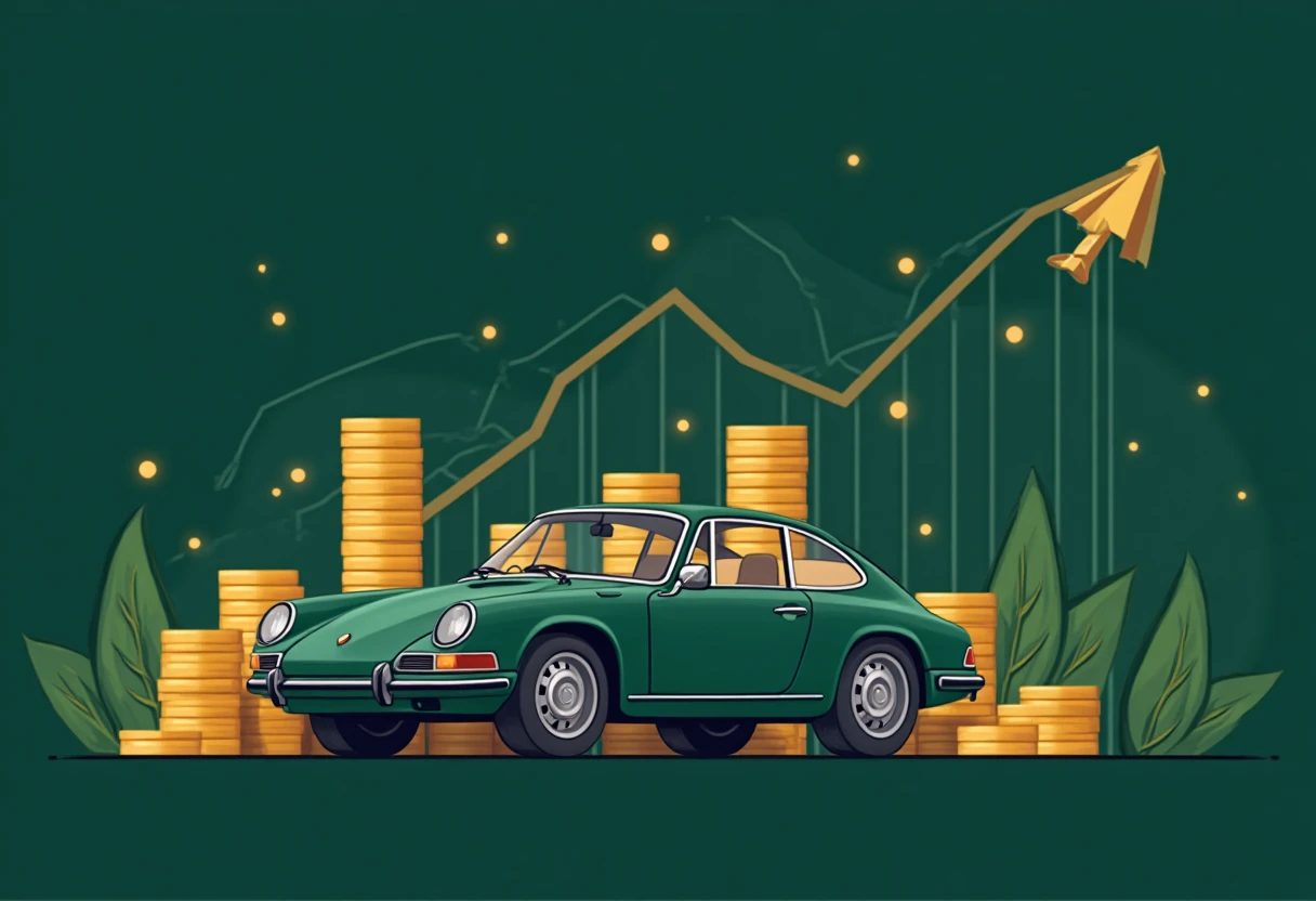 Illustrazione di un'auto in movimento